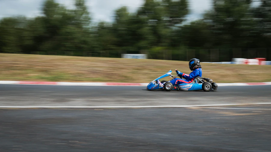 Racing kart at speed on a sprint track