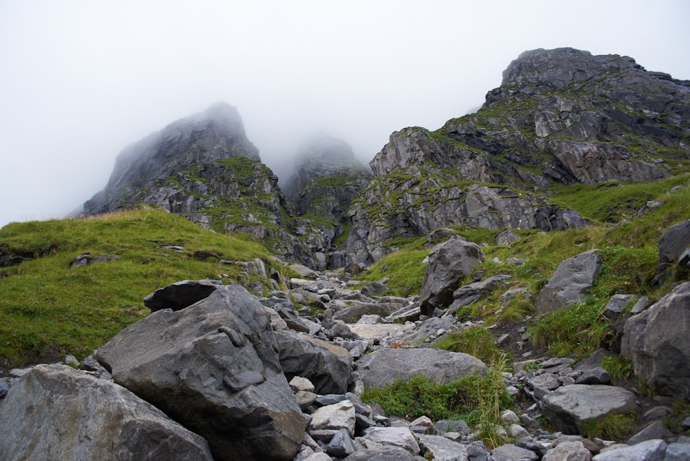 gray rocky mountain under white sky during daytime