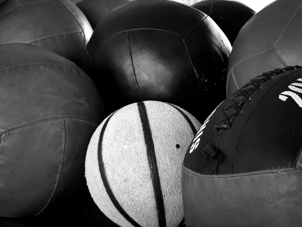 black leather ball with black background