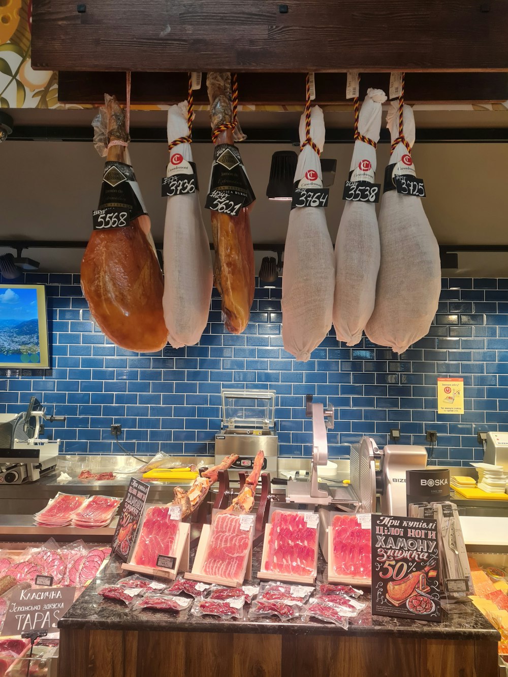 raw meat on display counter