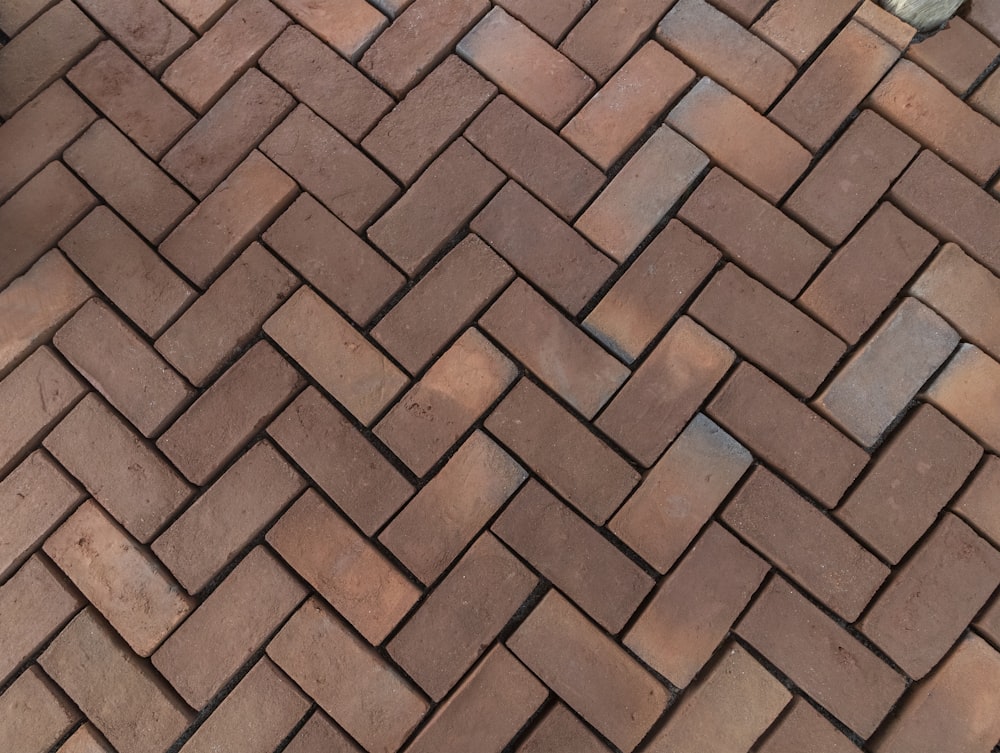 brown and white brick floor