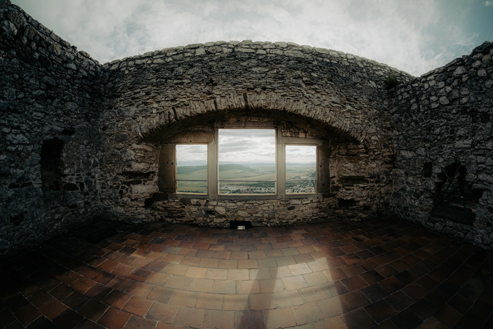 The view out of a window in the walls of Spiš Castle — Spiš, Slovakia