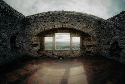 The view out of a window in the walls of Spiš Castle — Spiš, Slovakia