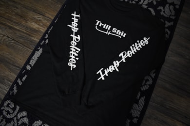 black and white crew neck shirt