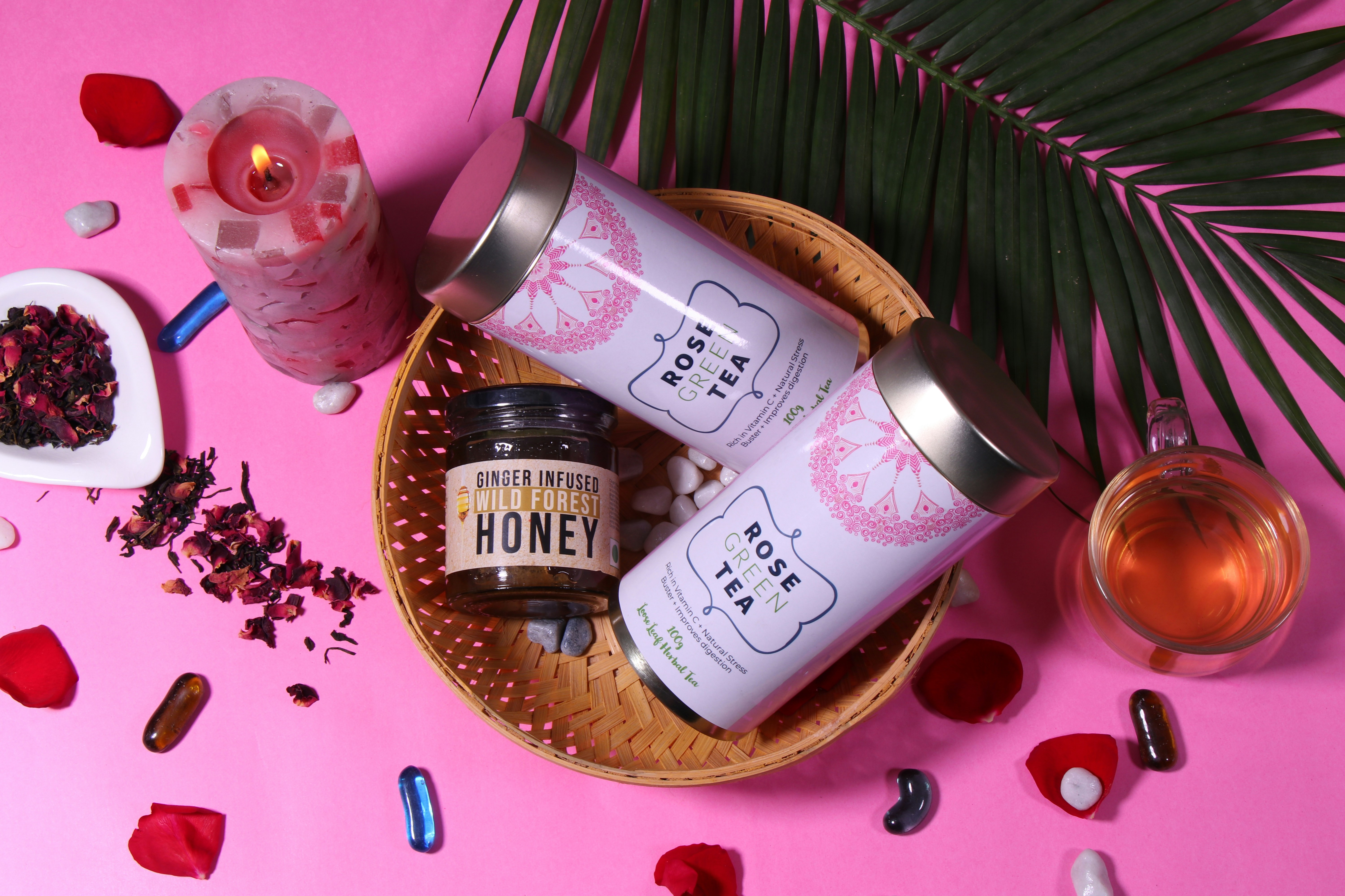 white and brown ceramic mug on brown woven round basket