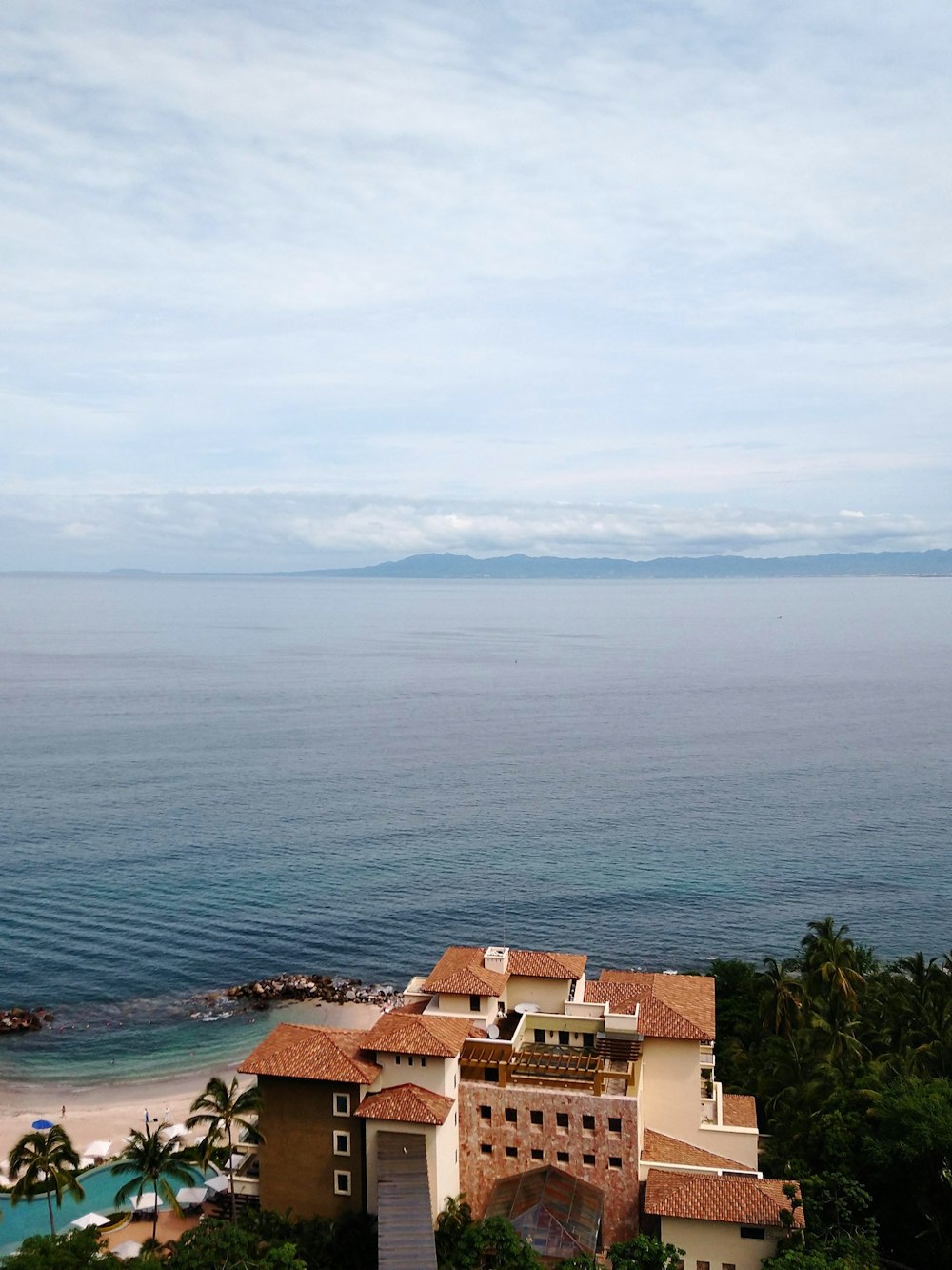 aerial view of city buildings near sea during daytime