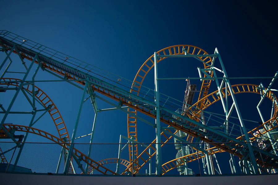 Roller coaster tracks at Santa Cruz Beach Boardwalk