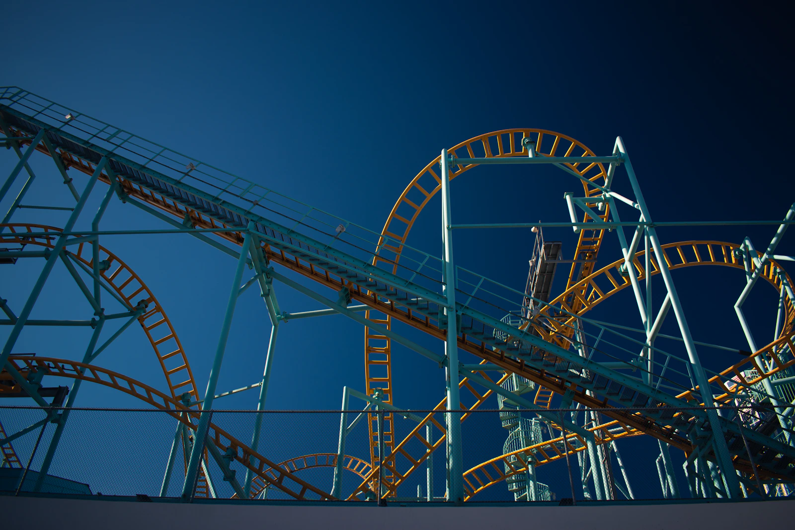 Roller coaster tracks at Santa Cruz Beach Boardwalk