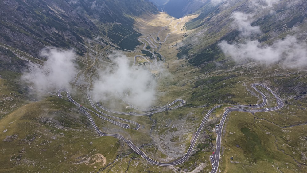 aerial view of green mountains and trees