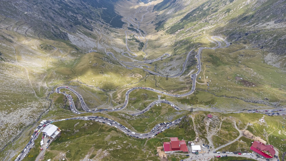 aerial view of green and brown mountains