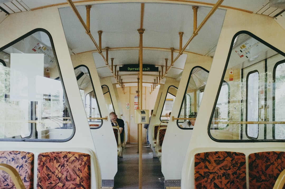 white and brown train interior