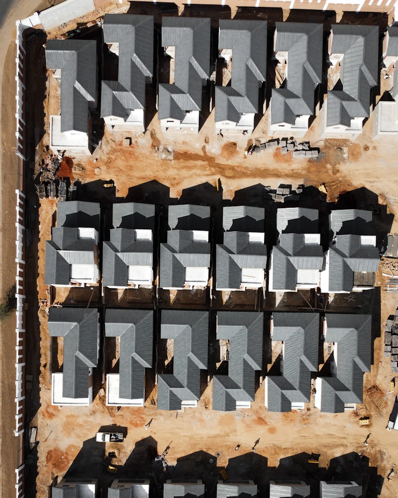 Construction workers on a building site