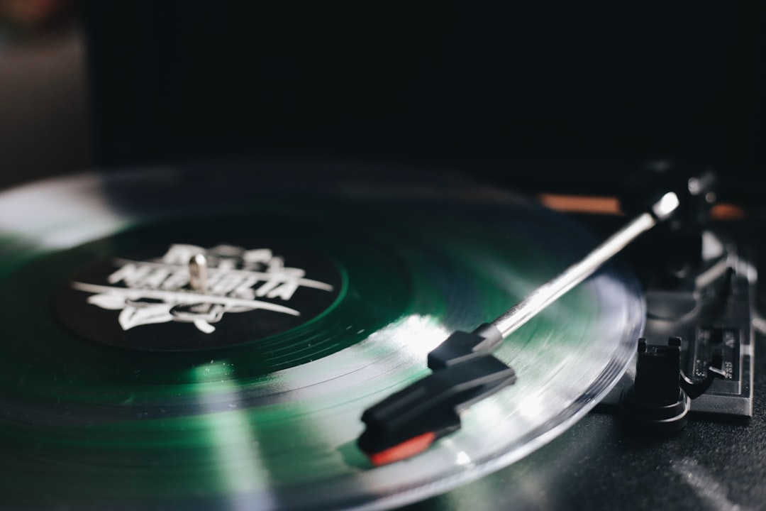 green and black vinyl record