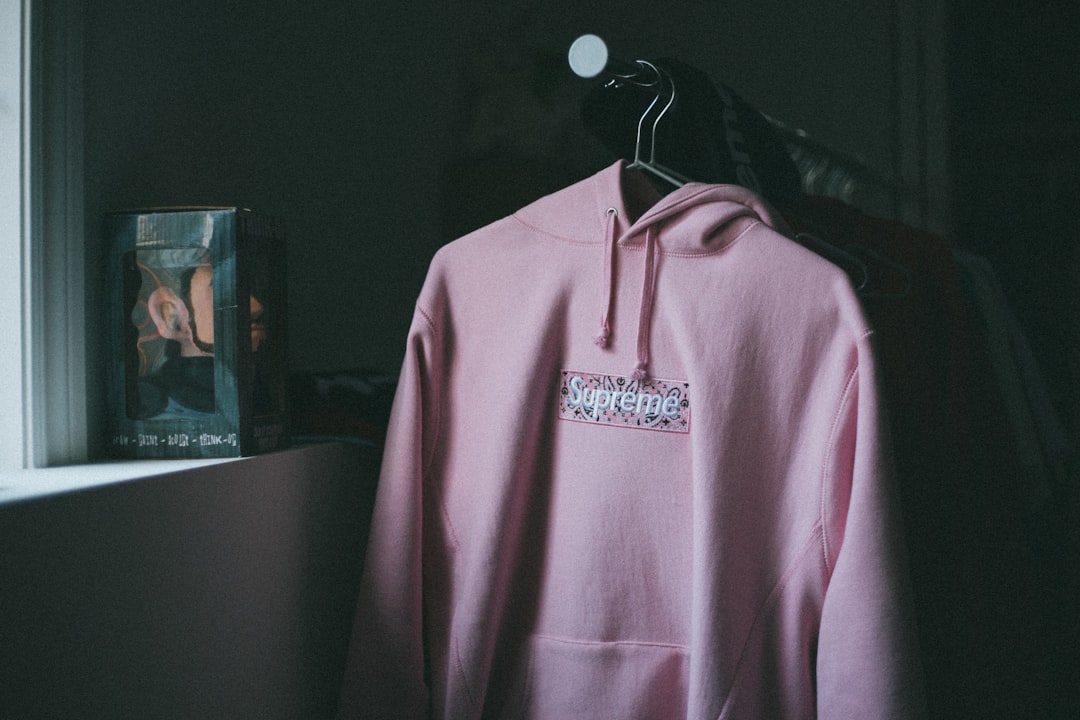 pink and white pullover hoodie