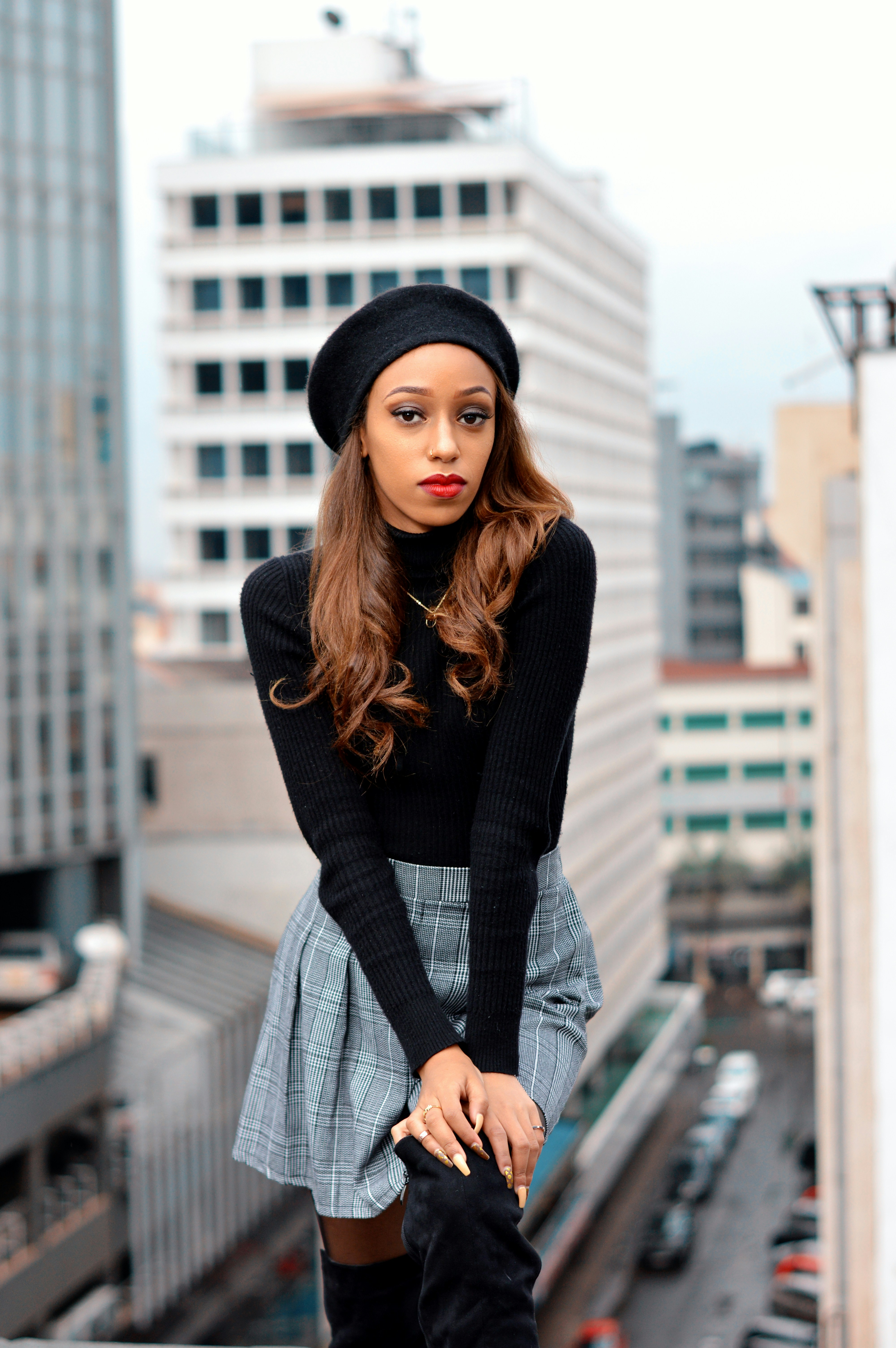 skirt with long sleeve shirt