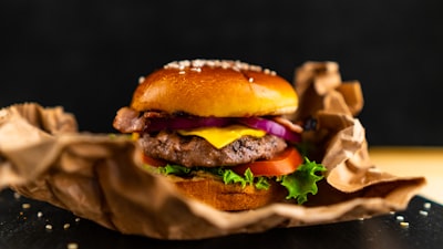 burger with lettuce and tomato wrap zoom background