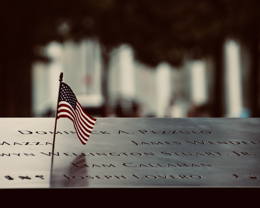 us a flag on white wall