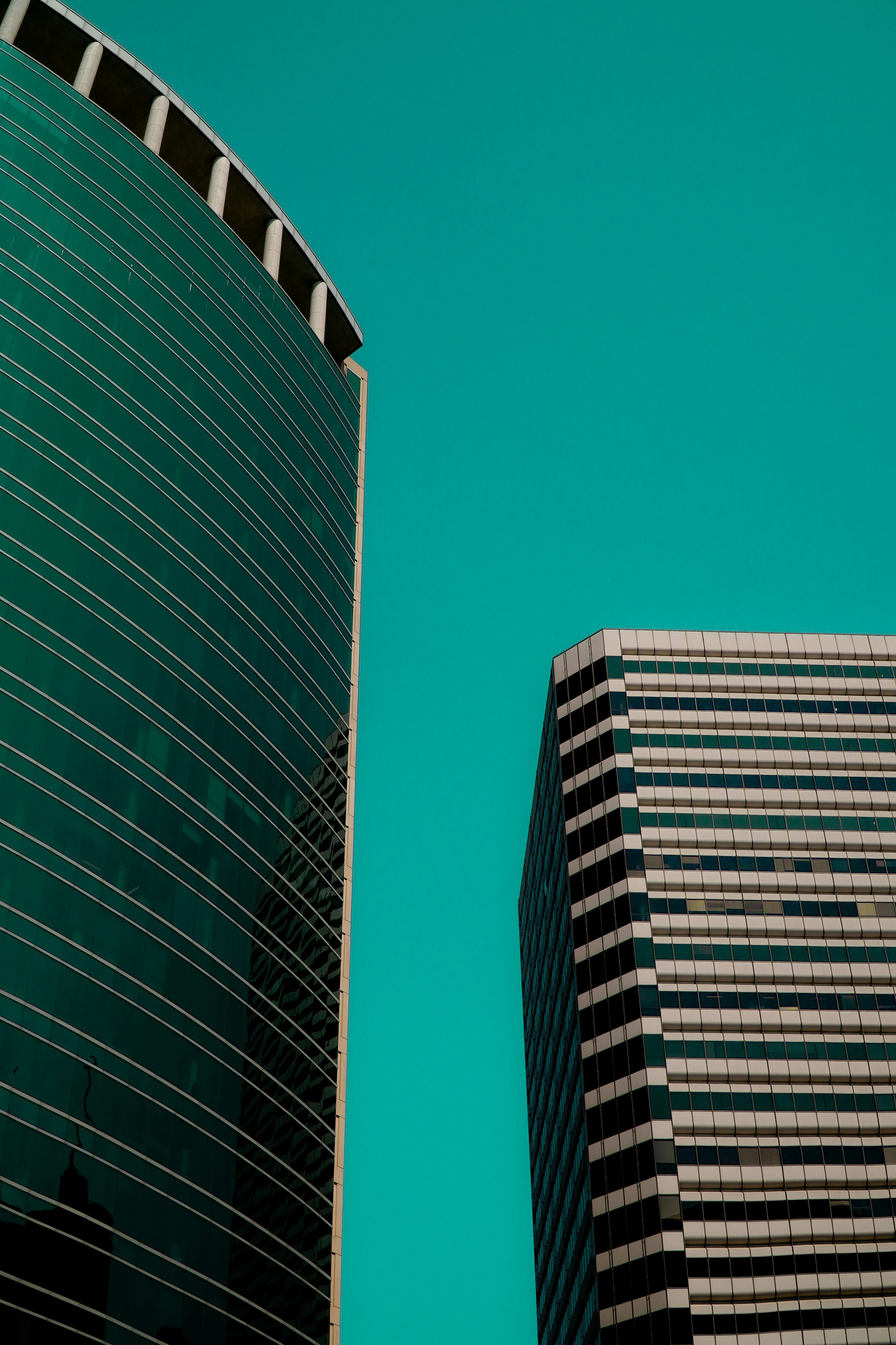 blue and white concrete building