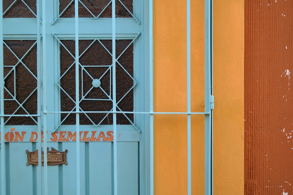 orange and white wooden door