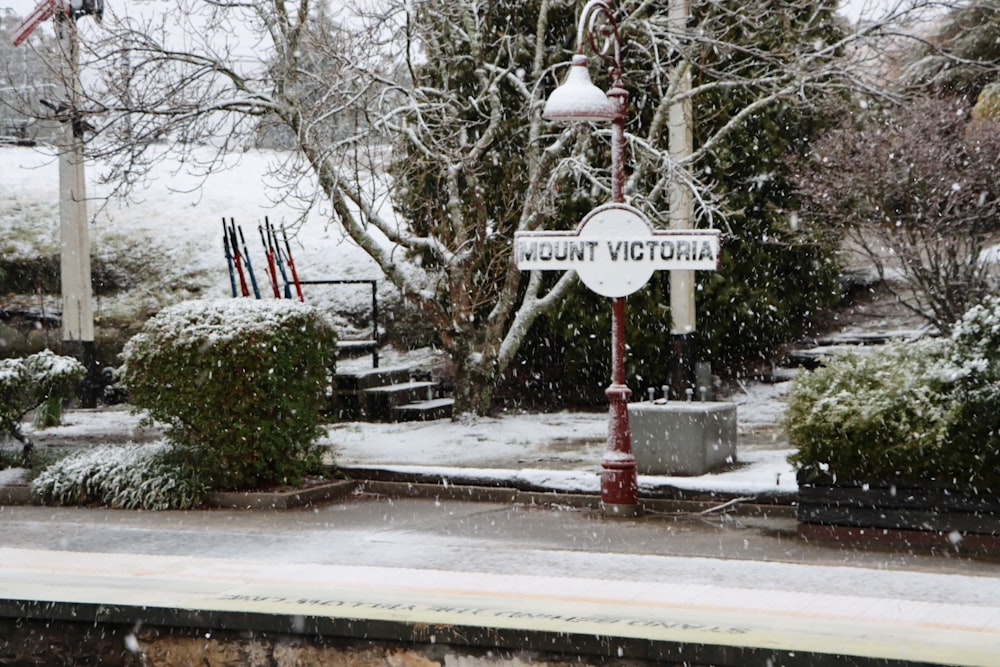 red and white street sign