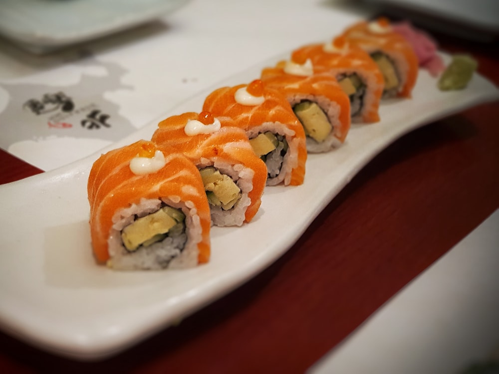 sushi on white ceramic plate