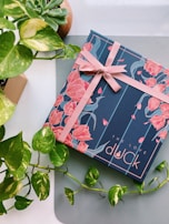 blue and white floral gift box