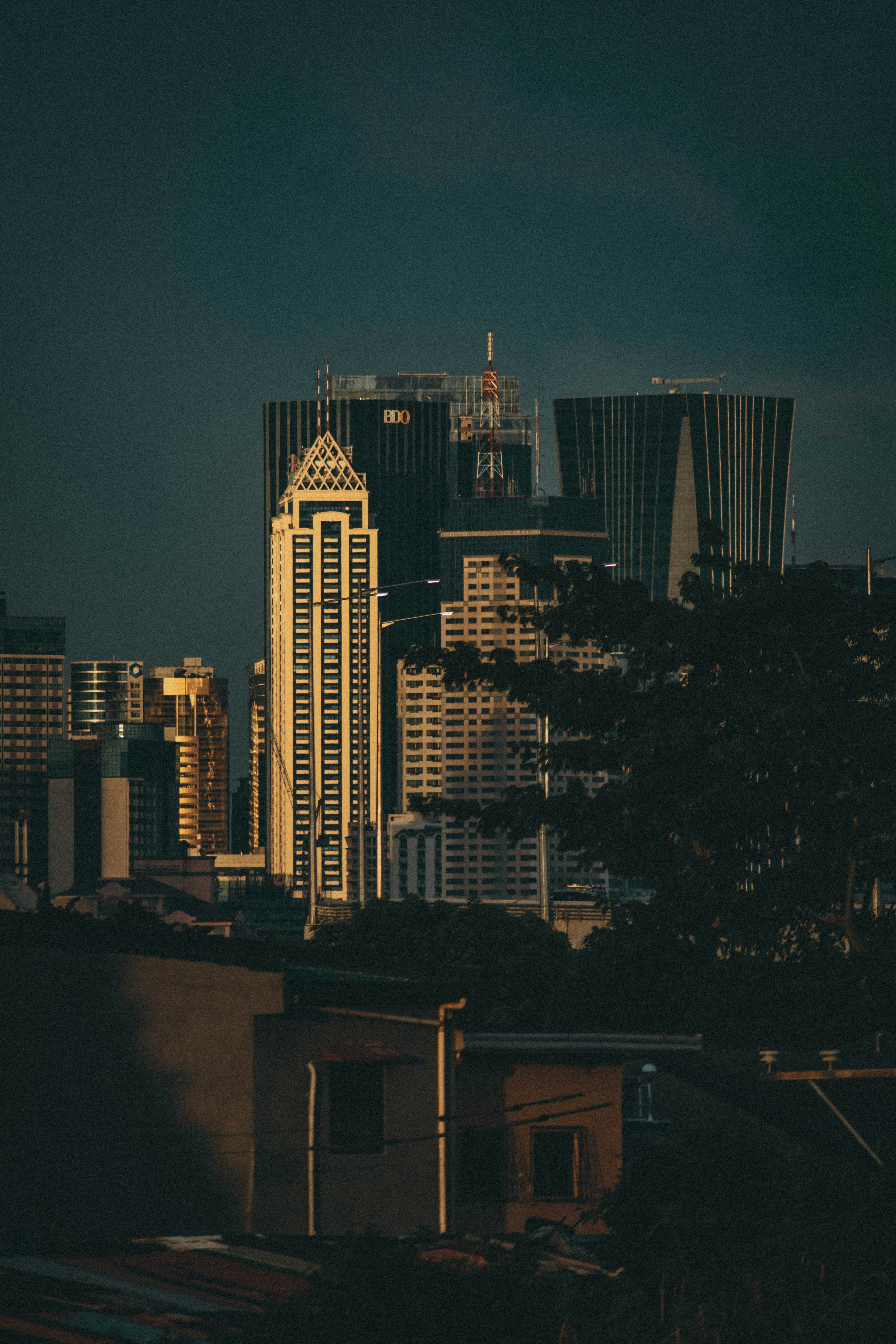 white high rise building during night time
