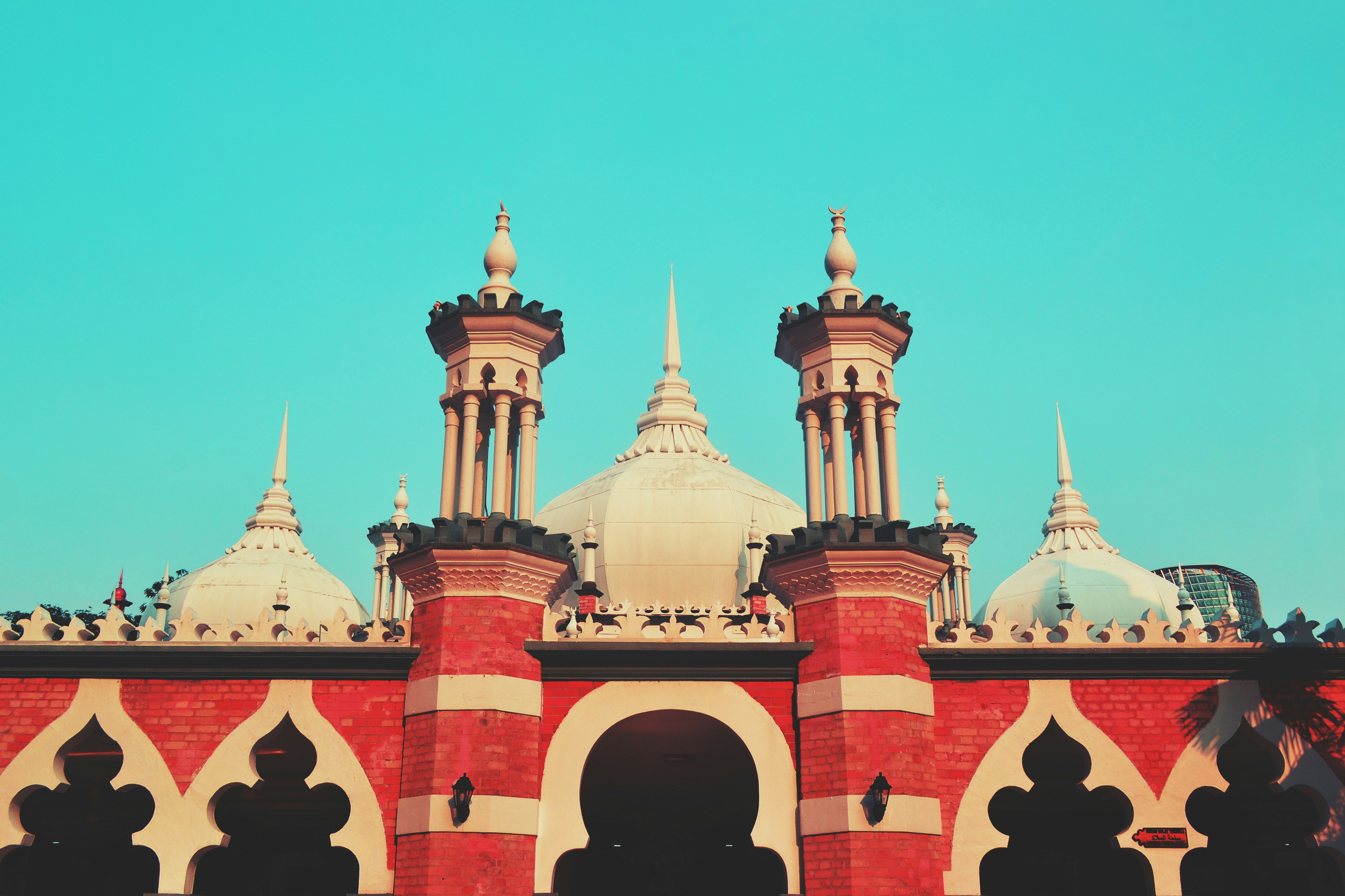 red and white concrete building