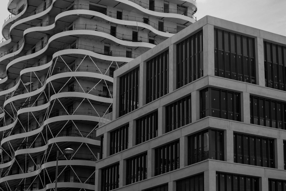 grayscale photo of concrete building