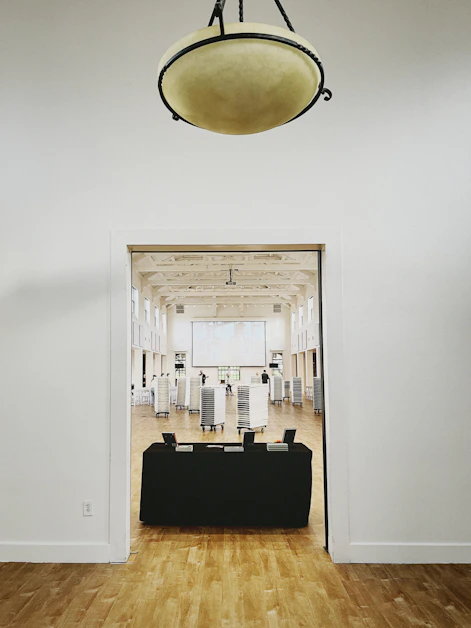 black chairs and table in room