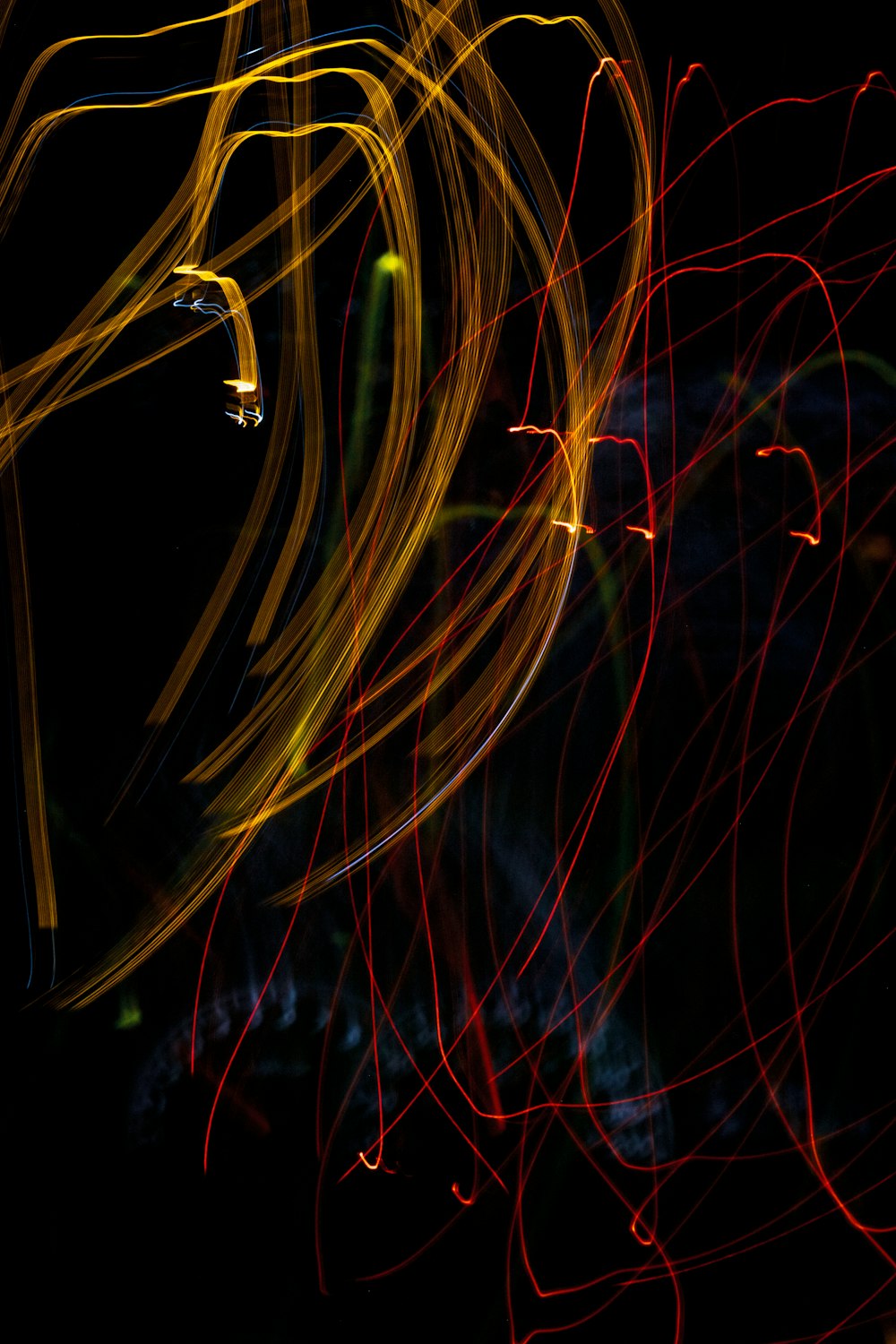 yellow and red light streaks
