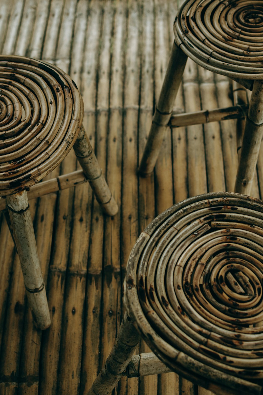 brown wooden spiral stairs in close up photography