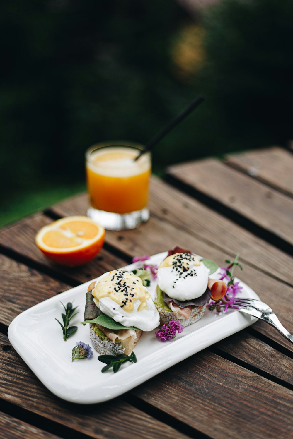 white ceramic plate with white cream and orange