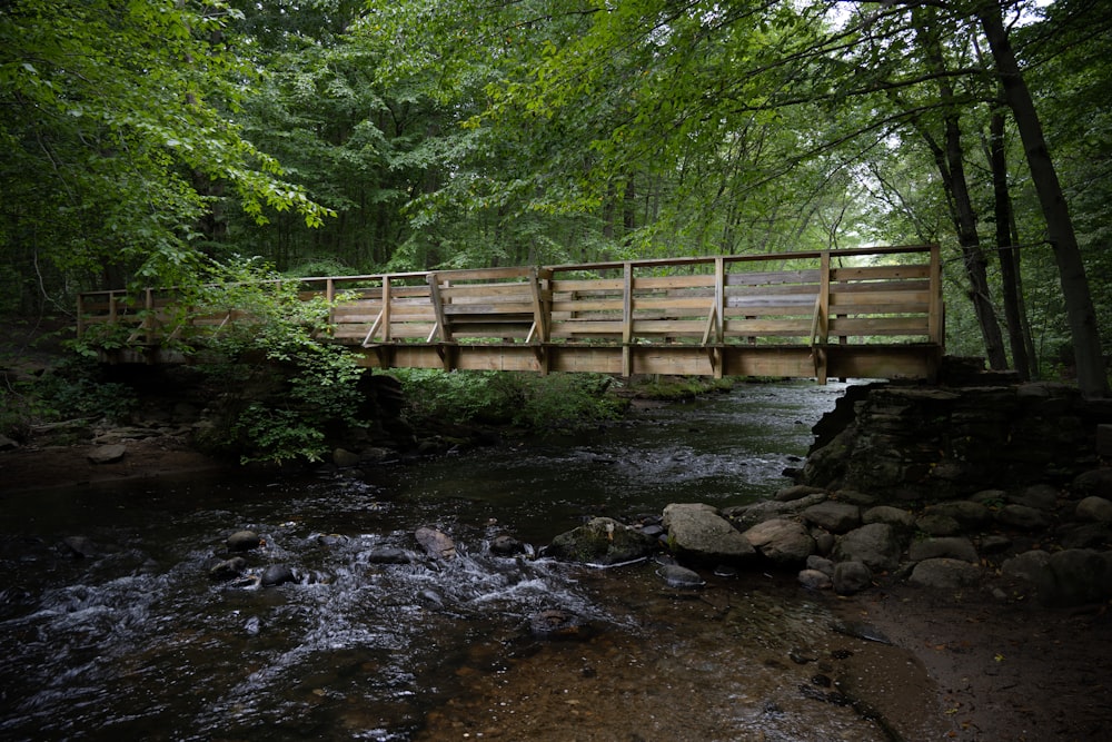 brown wooden bridge over river