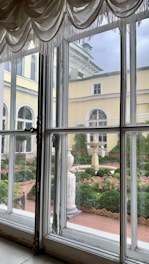 View of peaceful courtyard from standard room window.