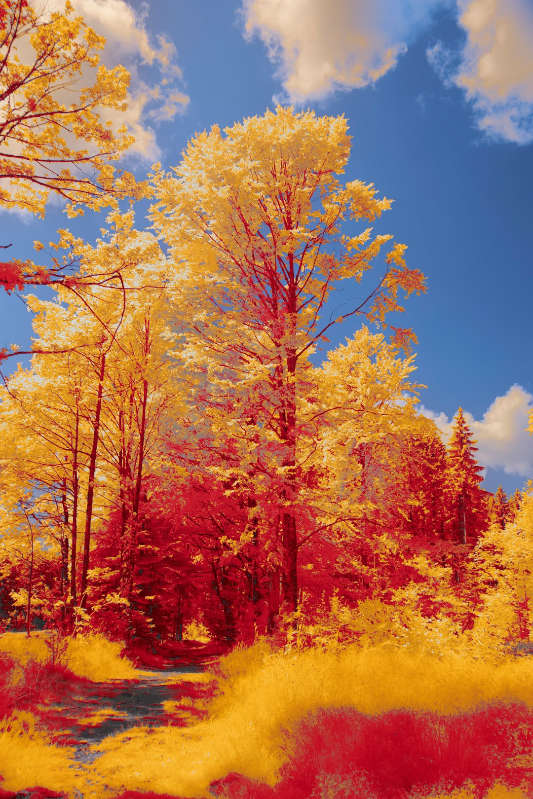brown and yellow leaf trees under blue sky during daytime
