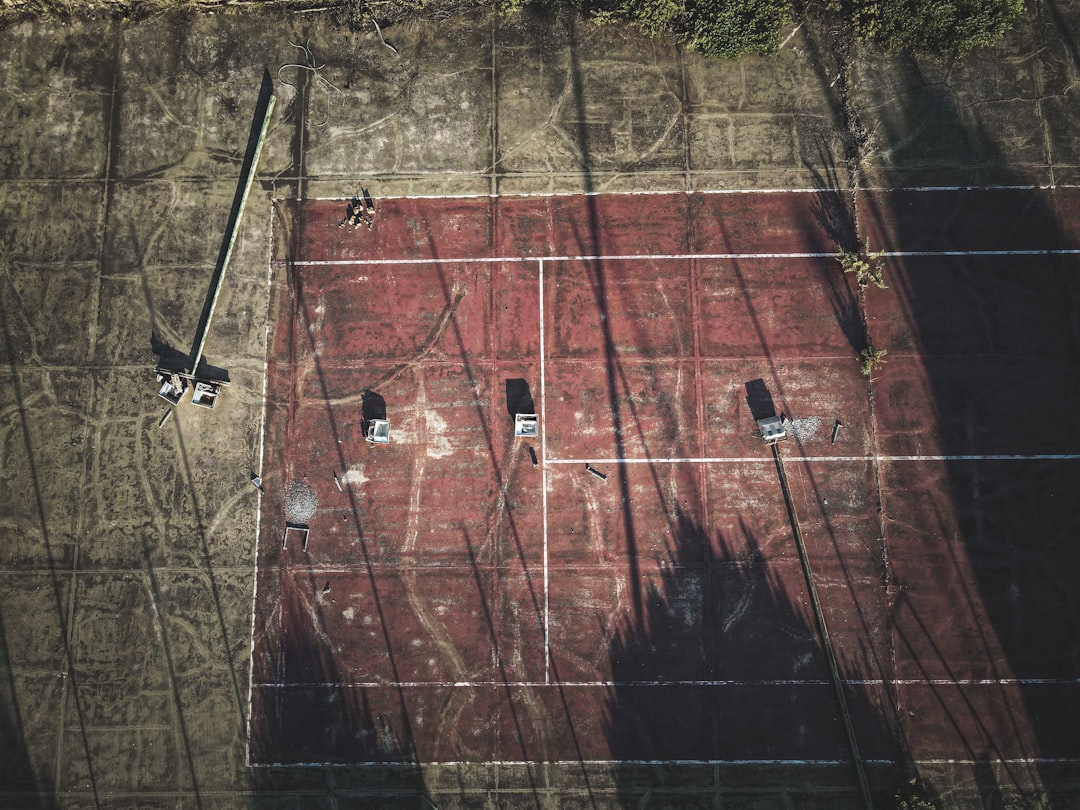 aerial view of red and brown concrete building