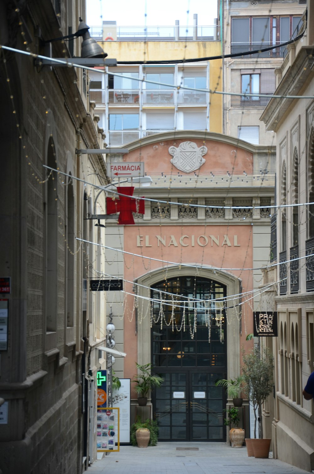 red and white store signage