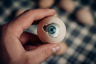 A glowing egg cracking open to reveal vibrant digital code and AI symbols inside.