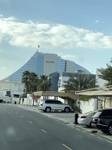 Exterior view of J2 Tower with Vaultara storage entrance and signage in Dubai.