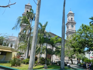The historic old cathedral of Managua surrounded by lush greenery