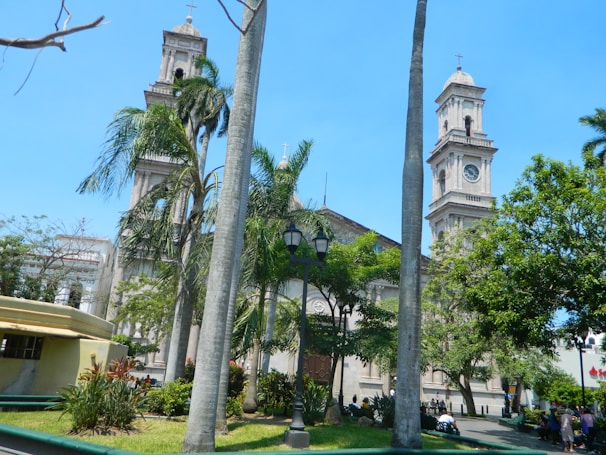The historic old cathedral of Managua surrounded by lush greenery