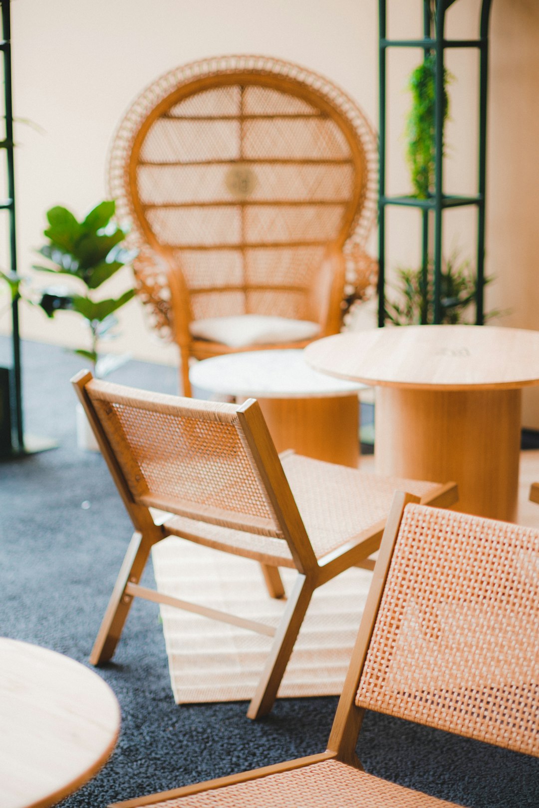 brown wooden chair beside round table