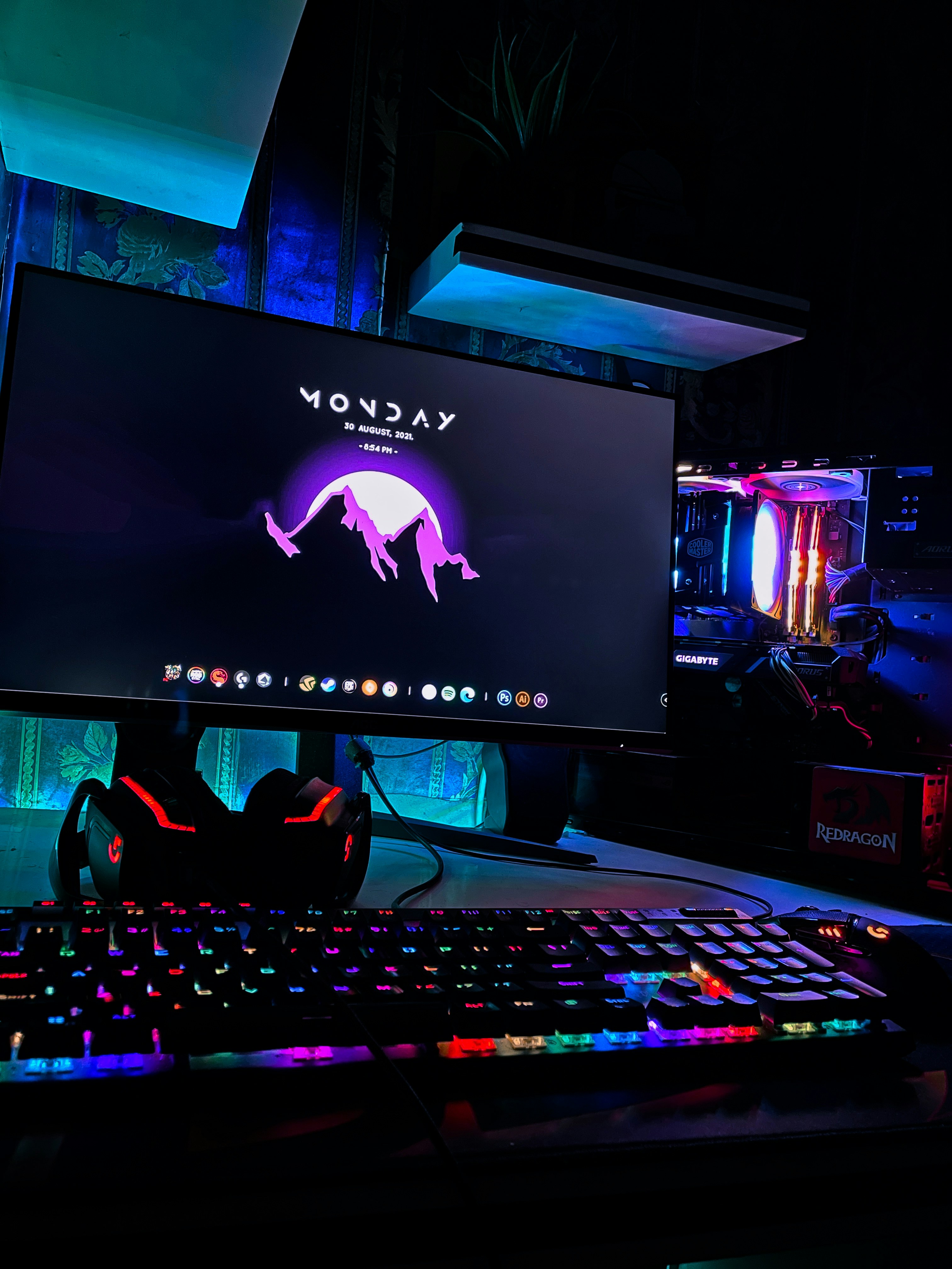 Gaming setup with mechanical keyboards, gaming mice, and RGB accessories for competitive gaming reviews