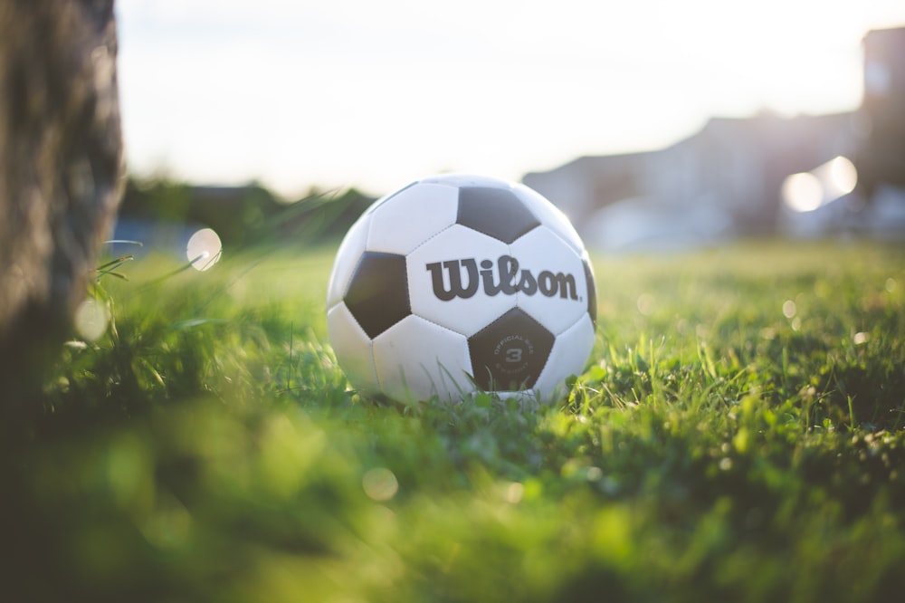 white and black soccer ball on green grass field during daytime