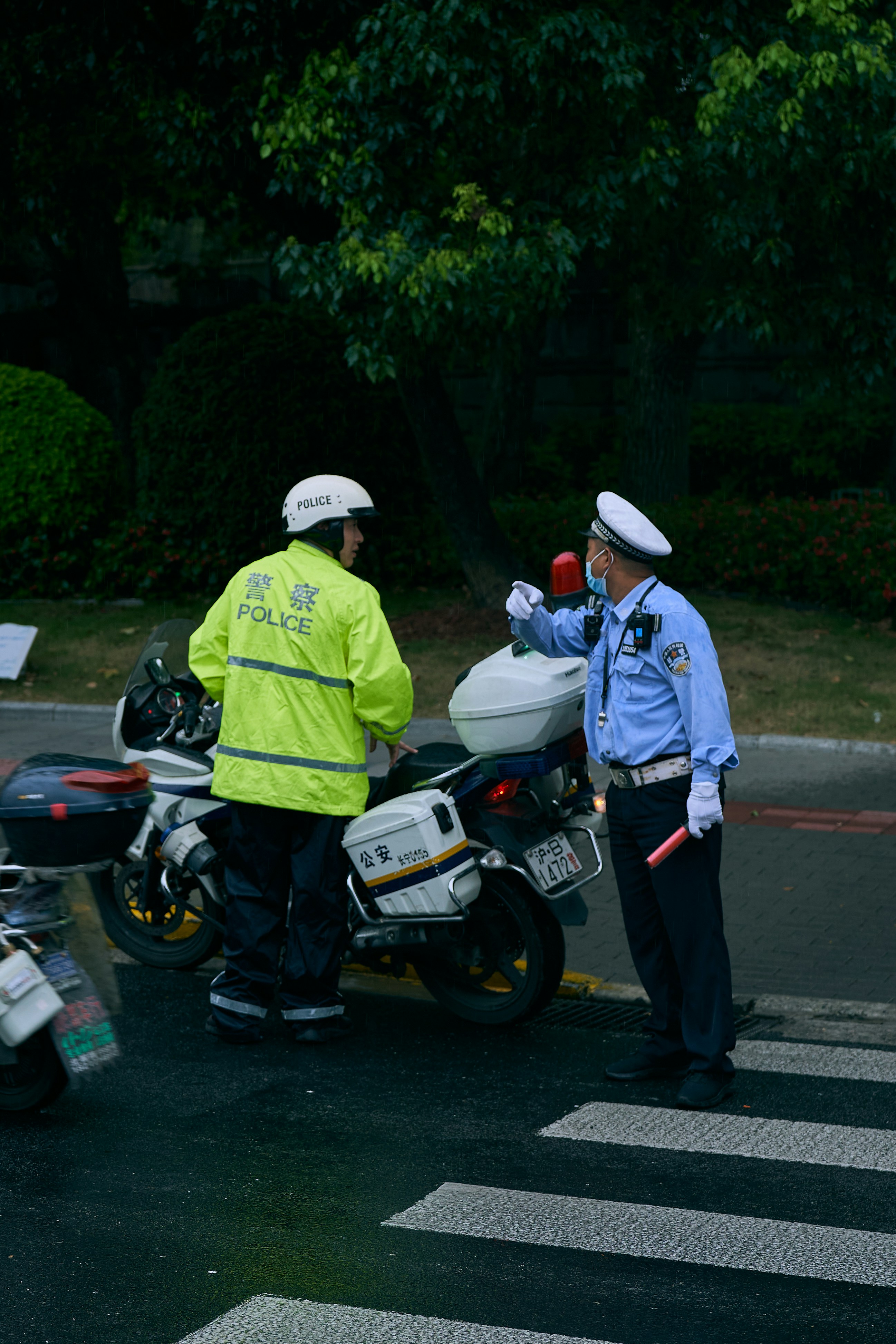 Swiss traffic police conducting a roadside check