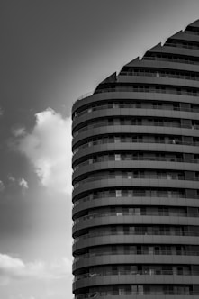 grayscale photo of high rise building