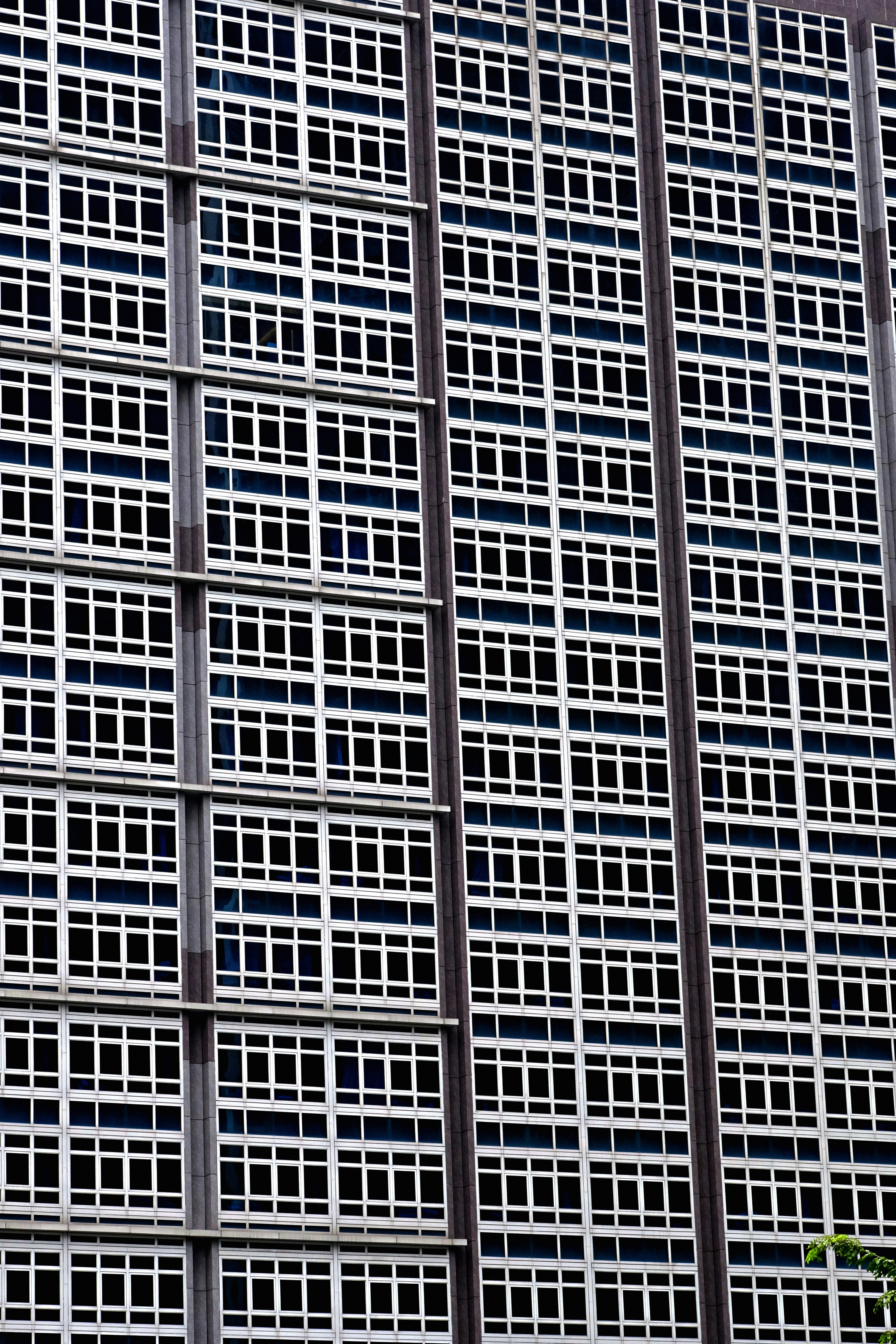 white and blue glass window