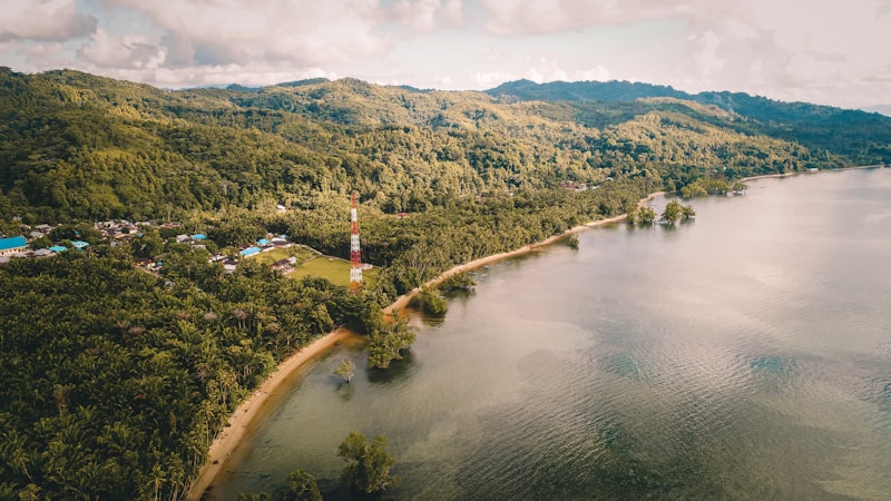 Tenda camping di tepi pantai sebagai opsi akomodasi murah