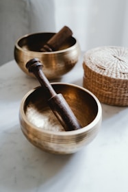 brown wooden mortar and pestle